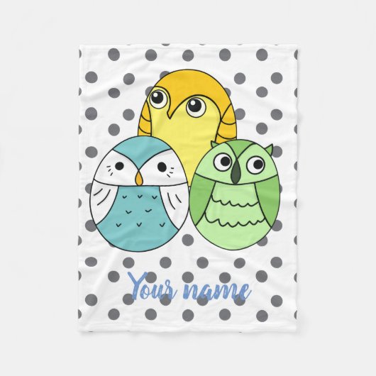 Persoonlijk leuk gestippelde uil kinderen wit fleece deken (Voorkant)