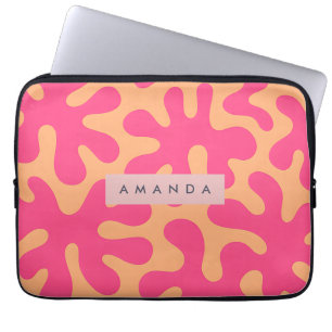 Persoonlijk Levendig Koraal en Perzik Abstract Laptop Sleeve