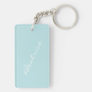 Persoonlijk lichtblauw minimalistisch bruidsmeisje sleutelhanger