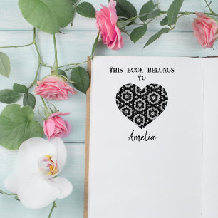 Persoonlijk liefdeshart ex-libris rubberstempel
