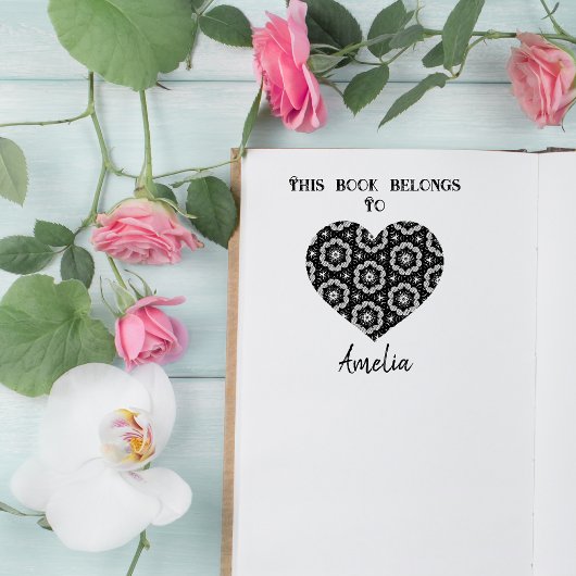 Persoonlijk liefdeshart ex-libris rubberstempel