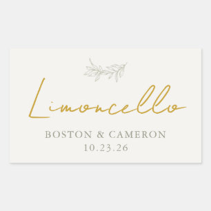 Persoonlijk limoncello-huwelijksgunstfleslabel rechthoekige sticker