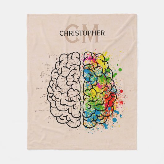 Persoonlijk links en rechts menselijk brein fleece deken (Voorkant)