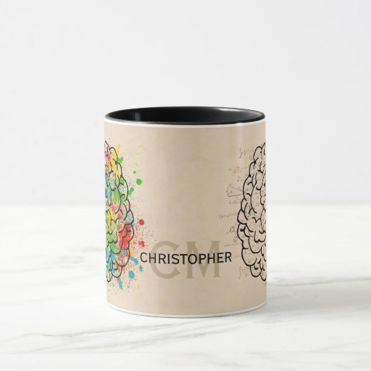 Persoonlijk links en rechts menselijk brein mok (Midden)