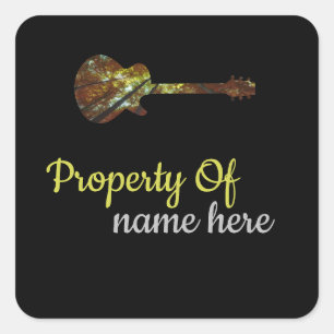 Persoonlijk logo akoestische gitaar  vierkante sticker