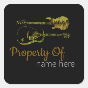 Persoonlijk logo akoestische gitaar vierkante sticker