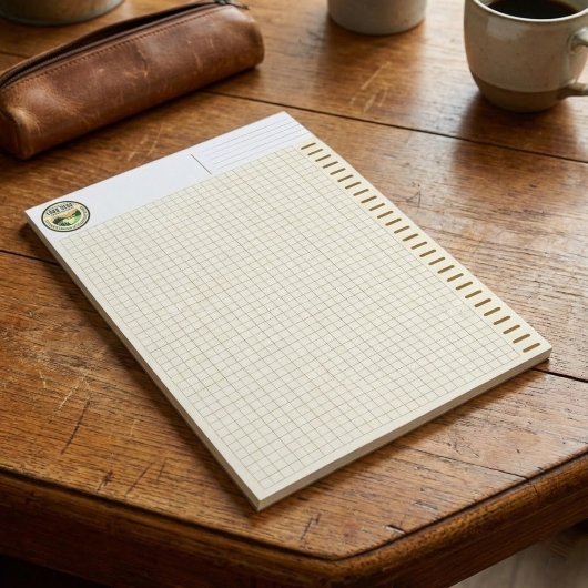 Persoonlijk logo, bruin techniek ruitjespapier notitieblok