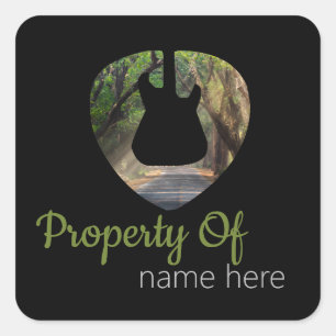 Persoonlijk logo voor akoestische gitaar vierkante sticker