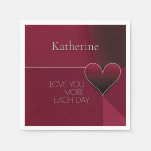 Persoonlijk 'Love You More Each Day' Hart Ontwerp Servet