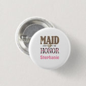 Persoonlijk luipaardprint bruidsmeisje cadeau ronde button 3,2 cm (Voorkant /achterkant)