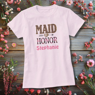 Persoonlijk luipaardprint bruidsmeisje cadeau t-shirt