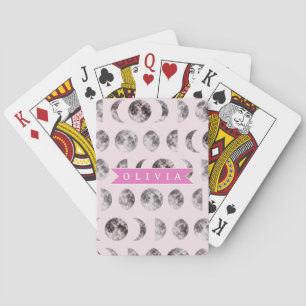 Persoonlijk maanfase hemellichaam naam cadeau in r pokerkaarten
