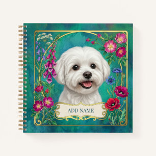 Persoonlijk Maltezer hond Teal Notitieboek