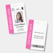 Persoonlijk medisch gecertificeerd personeel Roze  Badge (Voor- en achterkant)