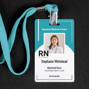 Persoonlijk medisch personeel Foto-ID Blauwgroen Badge