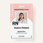 Persoonlijk medisch personeel Foto ID Roze Badge (Voorkant)