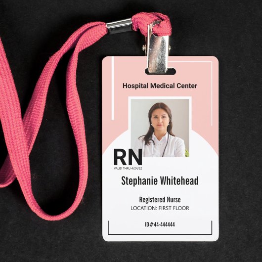 Persoonlijk medisch personeel Foto ID Roze Badge