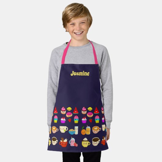 Persoonlijk meisjesschort met Kawaii-feest eten Schort (Gedragen)