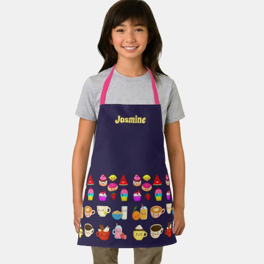 Persoonlijk meisjesschort met Kawaii-feest eten Schort (Insitu)