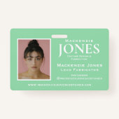 Persoonlijk merk Logo Modern Mint Groene Medewerke Badge (Achterkant)