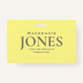 Persoonlijk merk Logo Modern Yellow Grey Employee Badge (Voorkant)
