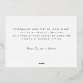 Persoonlijk Minimal Modern Script Wit Dank Je Wel Folie Feestdagenkaart (Achterkant)