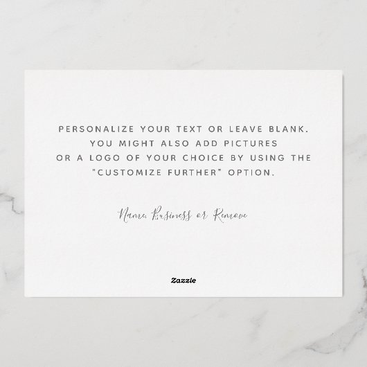 Persoonlijk Minimal Modern Script Wit Dank Je Wel Folie Feestdagenkaart (Achterkant)