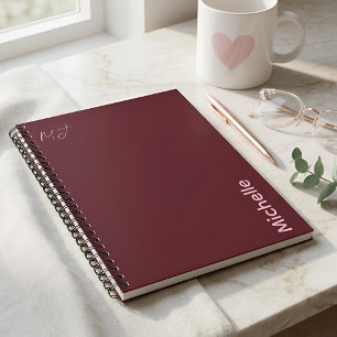 Persoonlijk Minimalistisch Burgundy & Roze Naam Notitieboek
