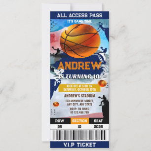 Persoonlijk Modern Basketbal Party Ticket Verjaard Kaart