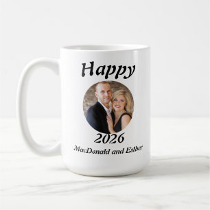 Persoonlijk modern gelukkig 2026-foto koffiemok