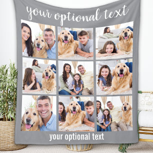 Persoonlijk Modern Gray 9 Foto Collage Fleece Deken