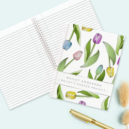 Persoonlijk modern kleurrijk tulp bloemontwerp notitieboek