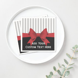Persoonlijk modern rood lint en streep papier servet