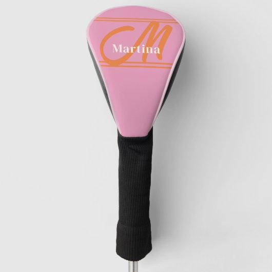 Persoonlijk modern roze monogram golfheadcover (Voorkant)