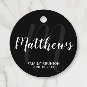 Persoonlijk modern script monogram & naam van fami bedankjes labels