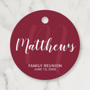 Persoonlijk modern script monogram & naam van fami bedankjes labels