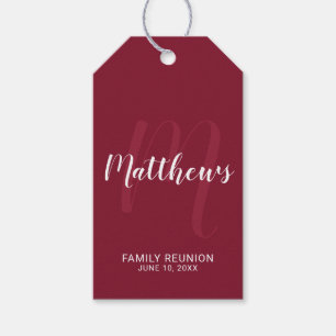 Persoonlijk modern script monogram & naam van fami cadeaulabel