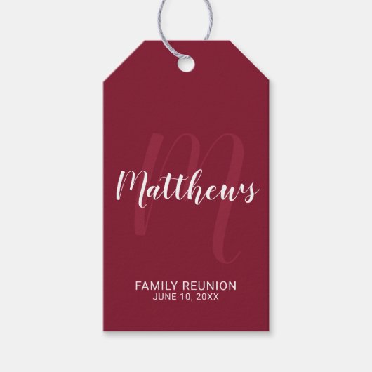 Persoonlijk modern script monogram & naam van fami cadeaulabel (Voorkant)