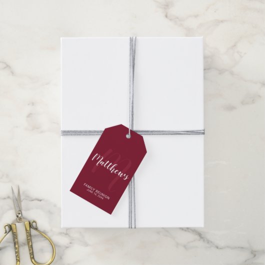 Persoonlijk modern script monogram & naam van fami cadeaulabel (Met Touw)