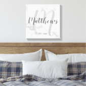 Persoonlijk modern script monogram & naam van fami canvas afdruk (Insitu (Slaapkamer))