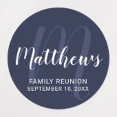 Persoonlijk modern script monogram & naam van fami labels (Design 2)