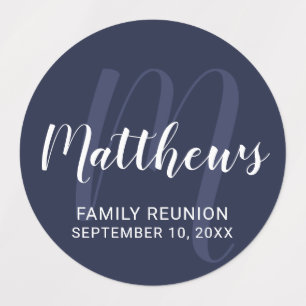 Persoonlijk modern script monogram & naam van fami labels