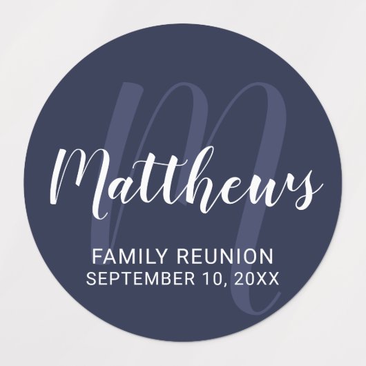 Persoonlijk modern script monogram & naam van fami labels (Design 1)