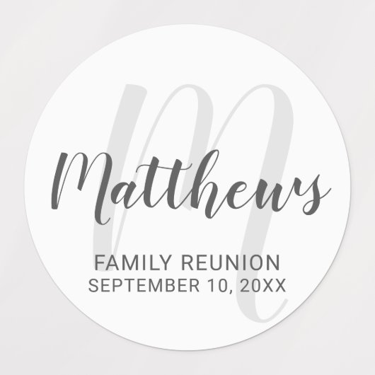 Persoonlijk modern script monogram & naam van fami labels (Design 1)