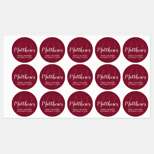Persoonlijk modern script monogram & naam van fami labels (Vel)
