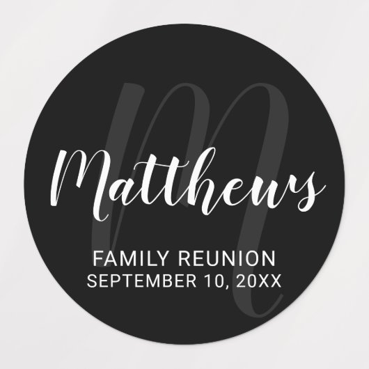 Persoonlijk modern script monogram & naam van fami labels (Design 2)