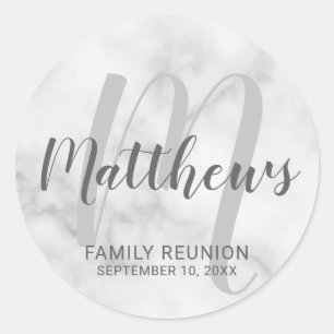 Persoonlijk modern script monogram & naam van fami ronde sticker