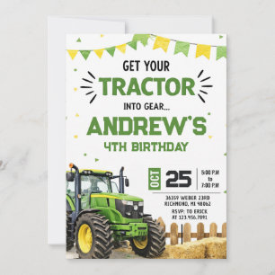 Persoonlijk modern tractor verjaardagsfeestje kaart