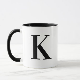 Persoonlijk modern zwart monogram letter K Mok