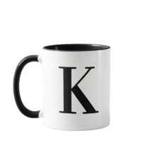 Persoonlijk modern zwart monogram letter K op maat